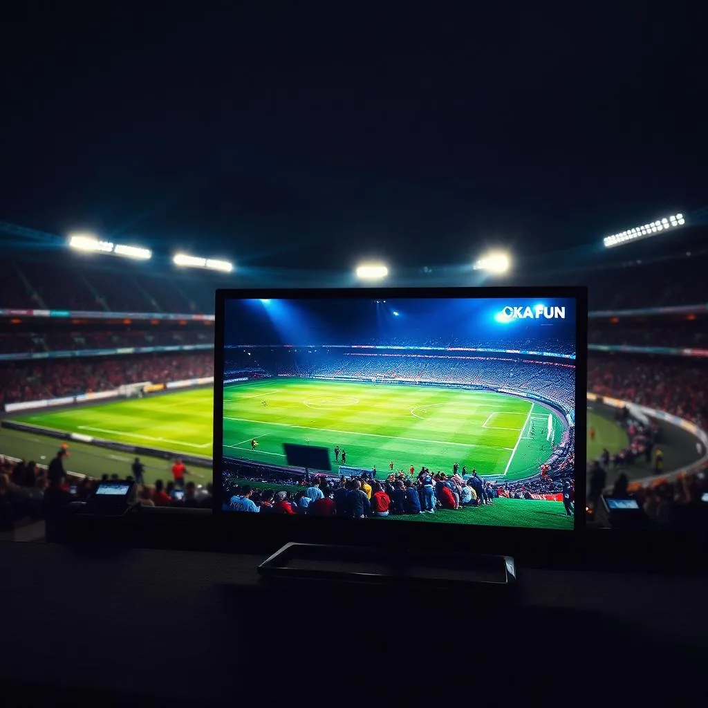Smart TV transmitindo jogo de futebol ao vivo pelo Fun Play