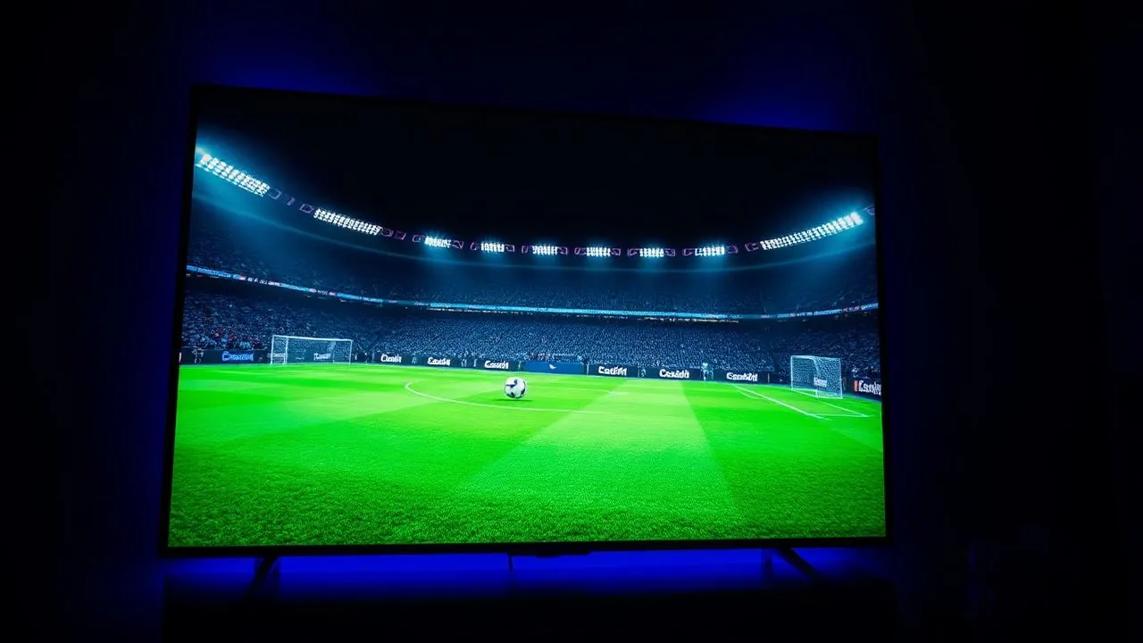 TV 4K transmitindo jogo de futebol pelo Fun Play IPTV
