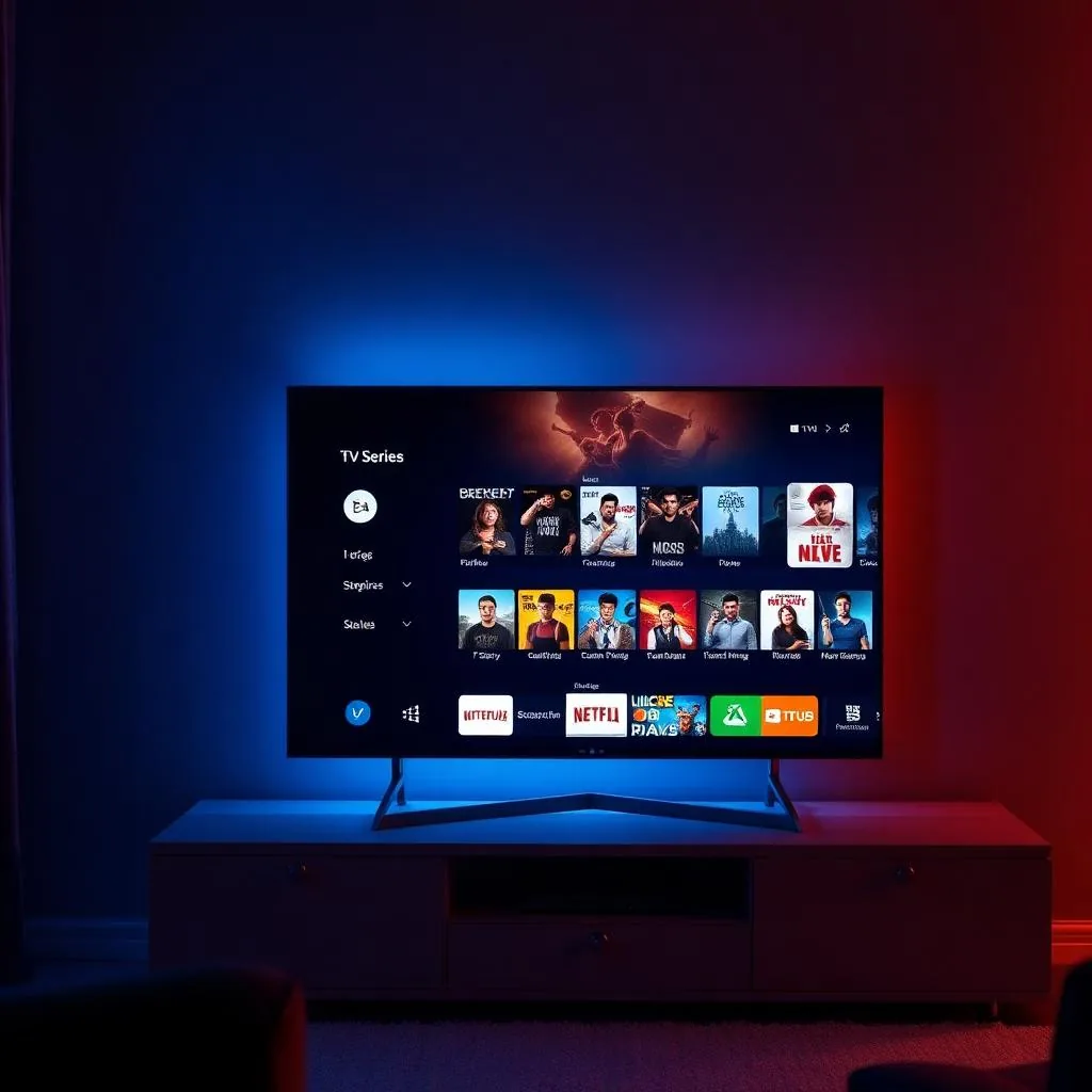 Smart TV mostrando catálogo de séries do Fun Play